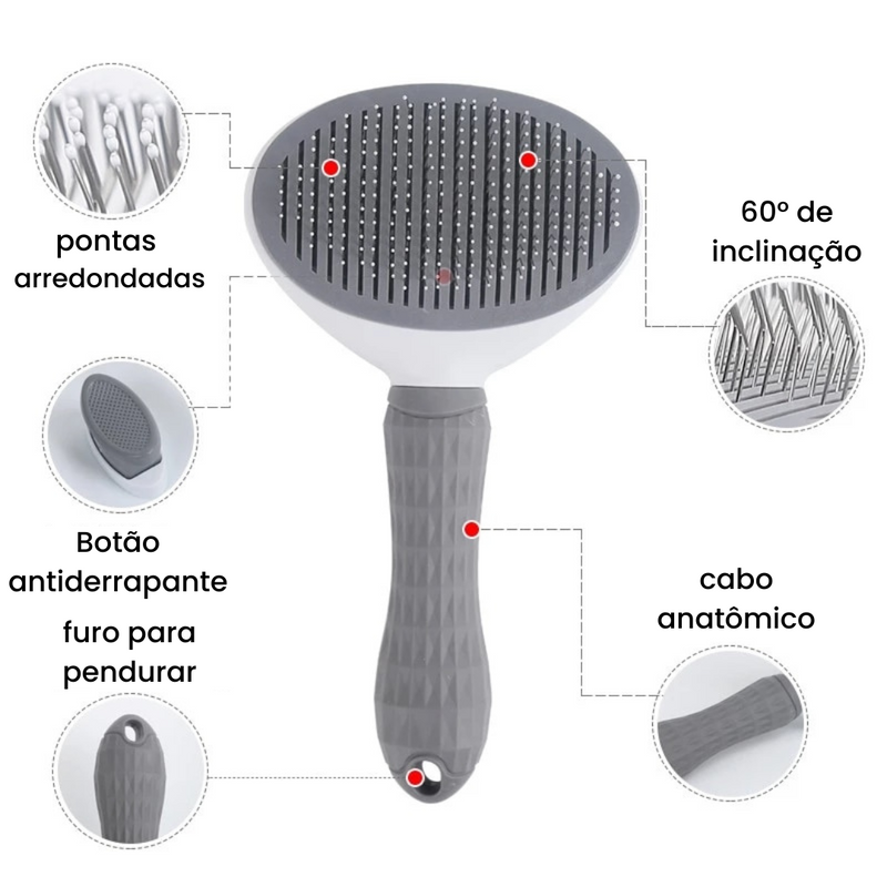 Escova Removedora de Pelos e Massageadora para Pets