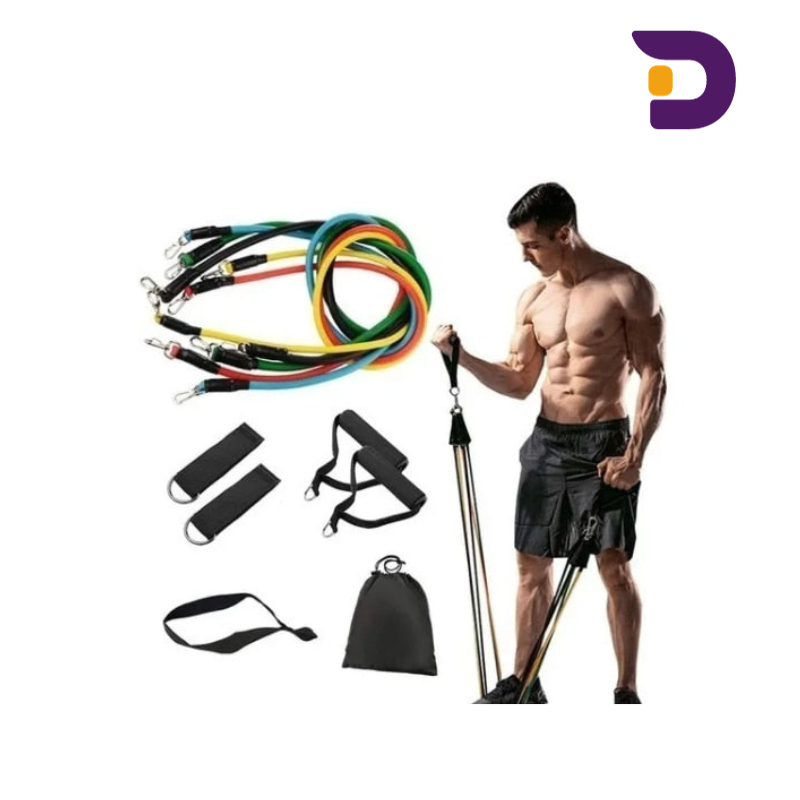 Kit Elásticos Crizz™ Extensores 11 Peças, Musculação, Yoga, Pilates