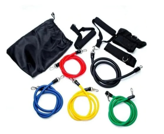 Kit Elásticos Crizz™ Extensores 11 Peças, Musculação, Yoga, Pilates