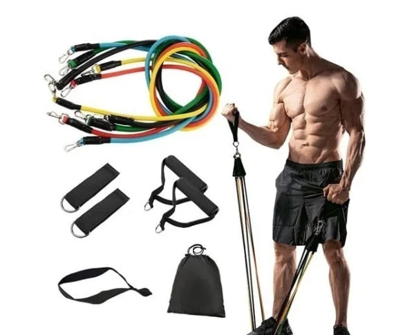 Kit Elásticos Crizz™ Extensores 11 Peças, Musculação, Yoga, Pilates