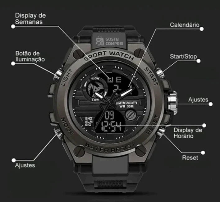 Relógio Sport Pro ® + Caixa Personalizada